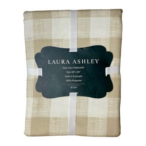 Laura Ashley Neutral Check Easy Care Tablecloth (60” x 84”)